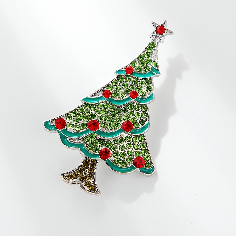 European Full-Drill Christmas Tree Alloy Brooch, Gift